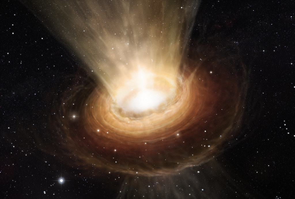 Artist impression of the surroundings of the supermassive black hole in the galaxy NGC 3783.